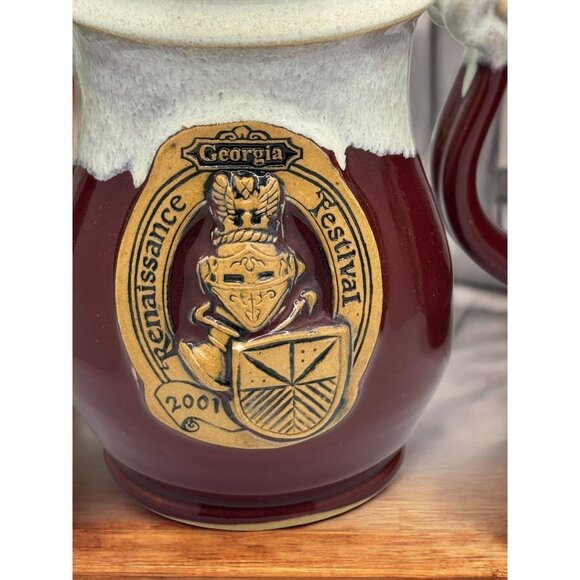 Renaissance Festival 2001 Georgia Stoneware Mugs Set Of 2 - Picture 6 of 13
